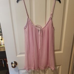 Romantic Pink Chemise with Lace Trim